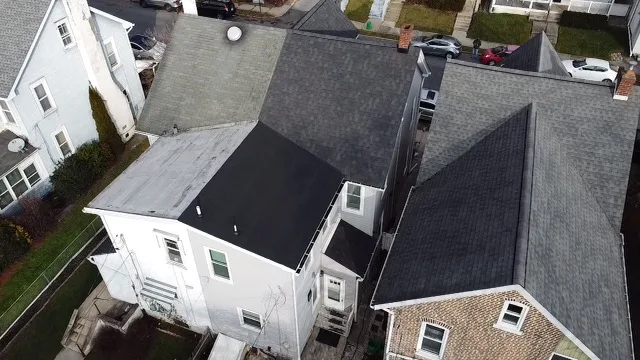 Aerial View of Lehigh Valley Row Houses With Shingle Roofs