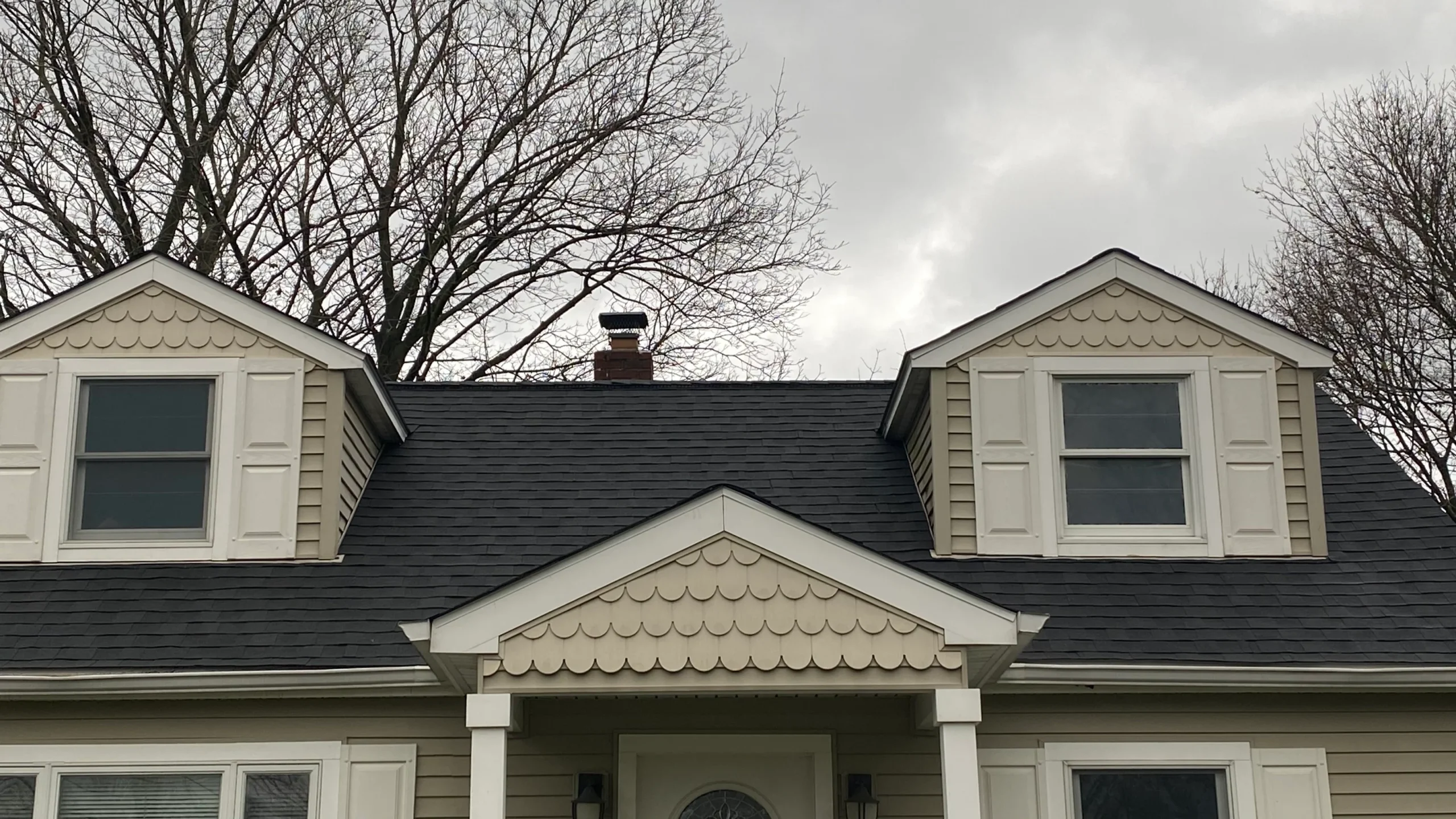 Front View of a New Residential Shingle Roof